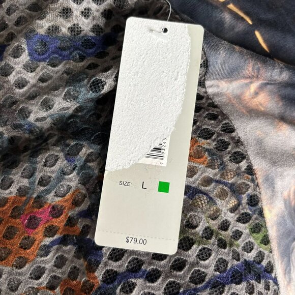 Ali Miles Mixed Media Open Front Cardigan Large Rayon Blend Multicolor Duster - Picture 8 of 9